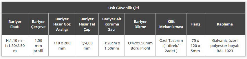USK GÜVENLİK BARİYERİ